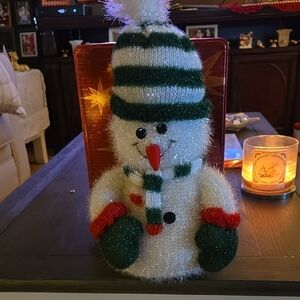 Festive Soft Snowman Holiday Decoration - Green and Red.